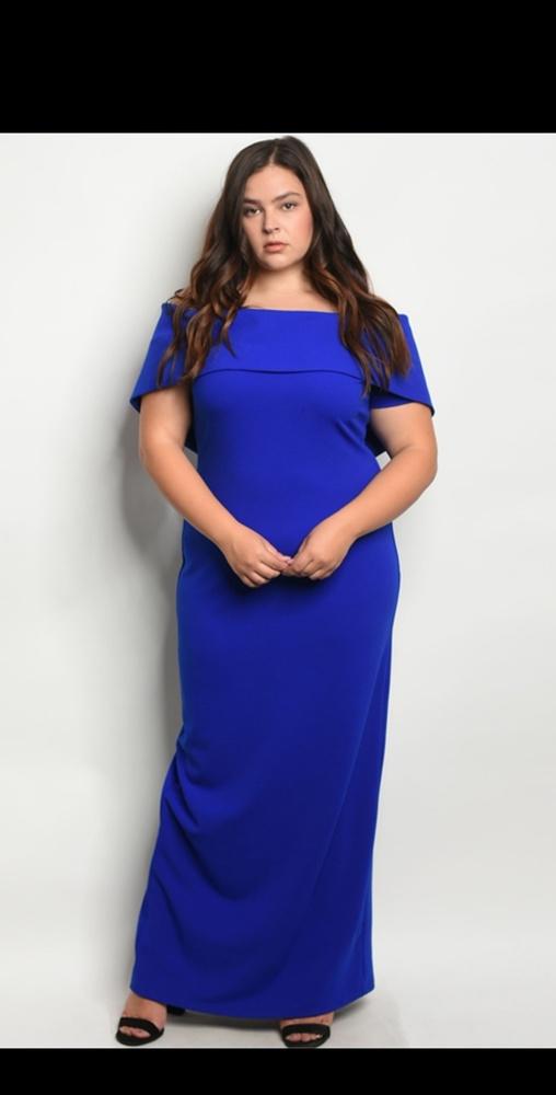 Royal blue off shoulder dress